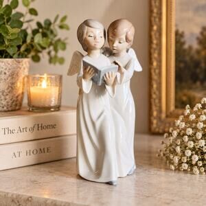 NAO by Lladro Angel Choir #193 Porcelain Figurine Two Angels Singing Spain